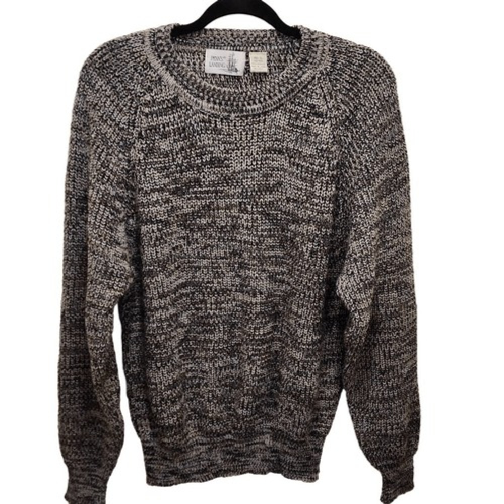 VTG Penn's Landing Women's Ribbed Knit Crewneck Pullover Sweater Black/Brown Lar - Picture 4 of 12